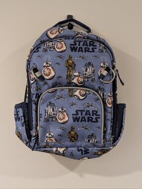 Pottery Barn Kids Star Wars Small Kids Backpack - Blue Droid Print
